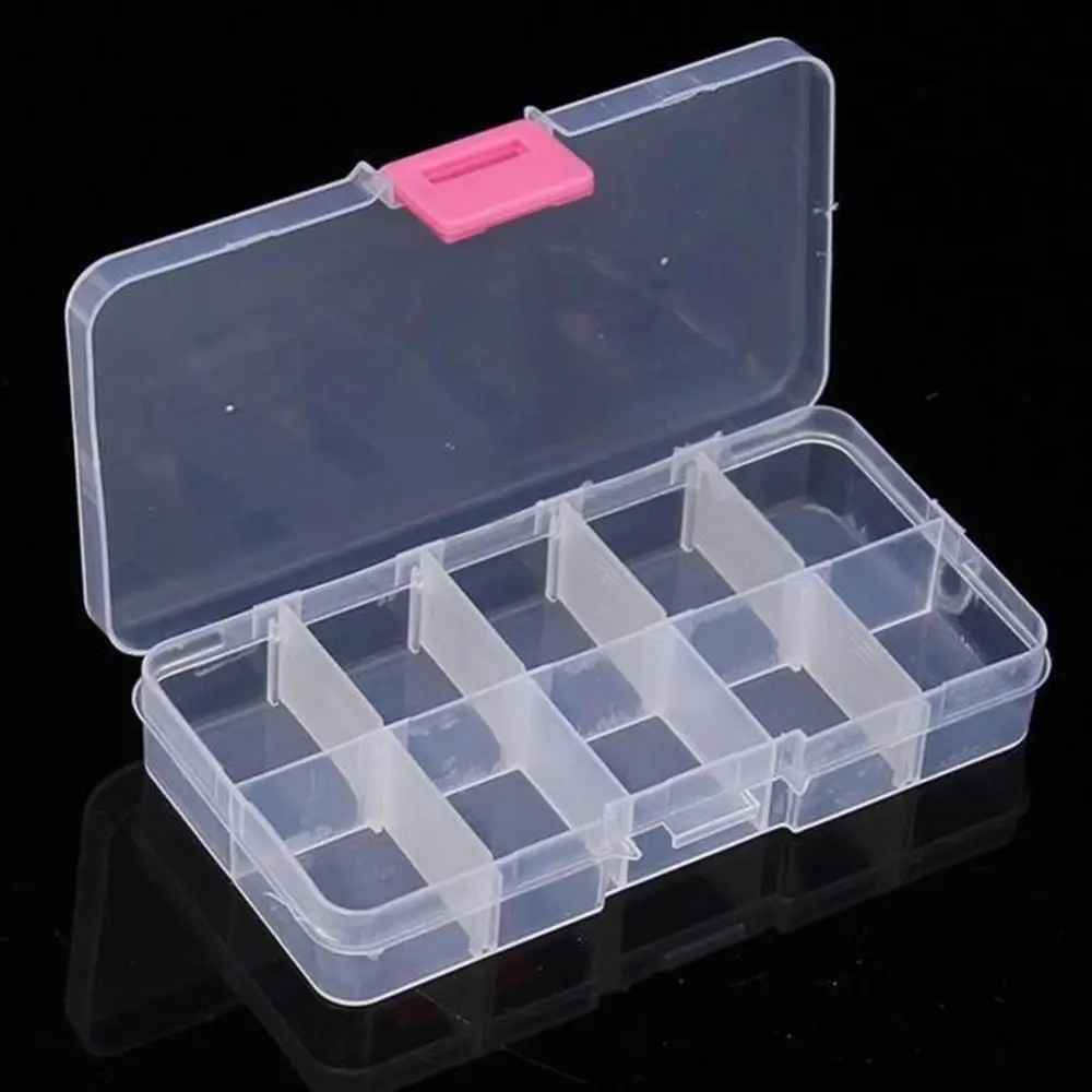 Organizer Holder Case Container Clear 10/15/24 Grids Jewelry Storage Box Pills