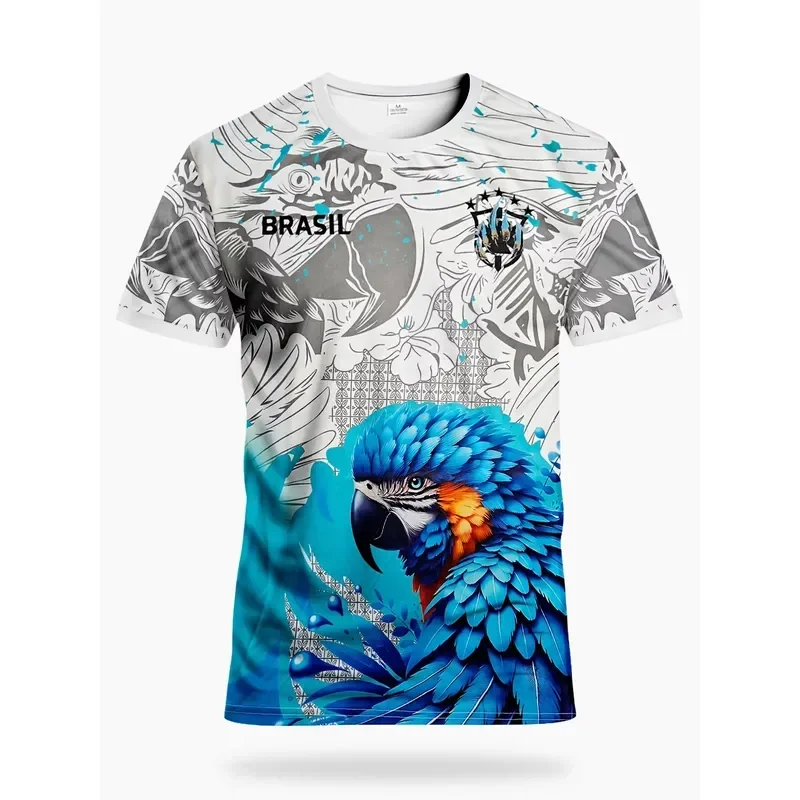 Shorts Comfortable Breathable Casual 2026 Brazil National Team Fan Art Pattern Men T Shirt Macaw Football Jersey Outdoor