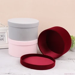 Velvet Round Flowers Box Gift Box Fresh Real Flowers Arranged In Elegant Box for Preserved Roses Wedding Decor Florist Supplies