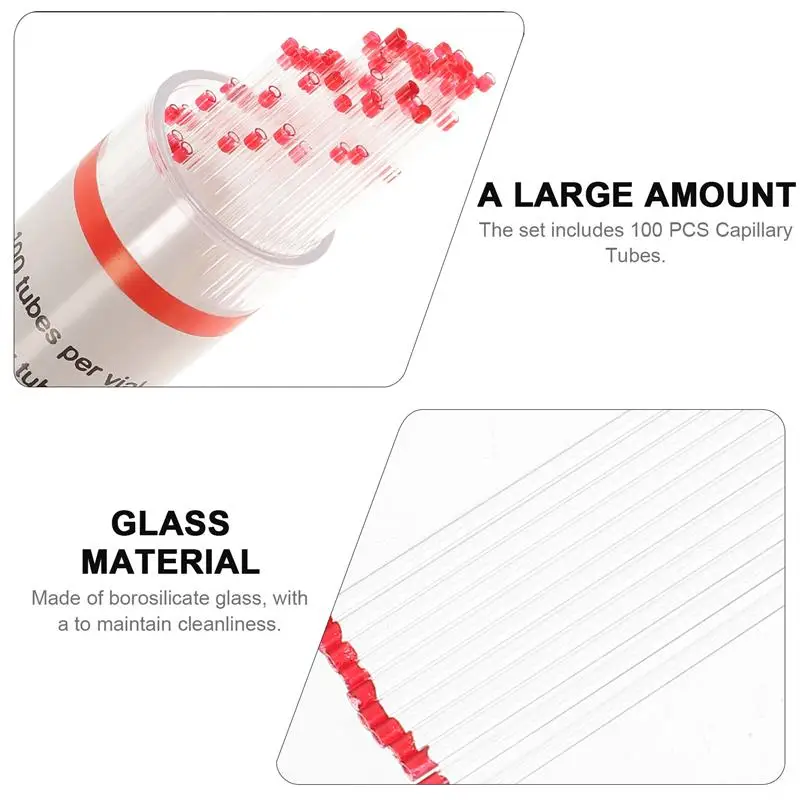 200PCS Glass Capillary Tube Micro Hematocrit Tubing Melting Tube Glass Tube Laboratory Glassware Experimental Consumables