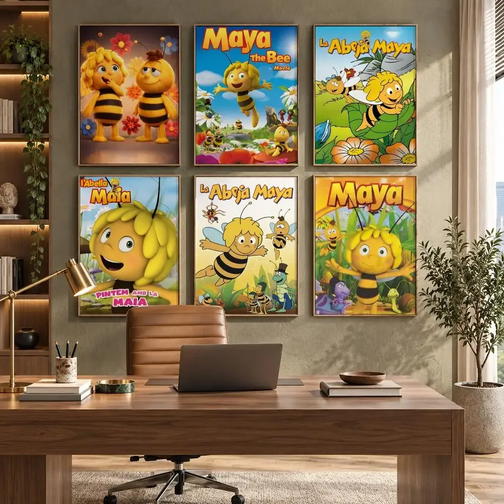 Cartoon M-Maya The Bee Poster HD Waterproof Wall Decal for Study, Living Room & Garage, Great Gift for Fans