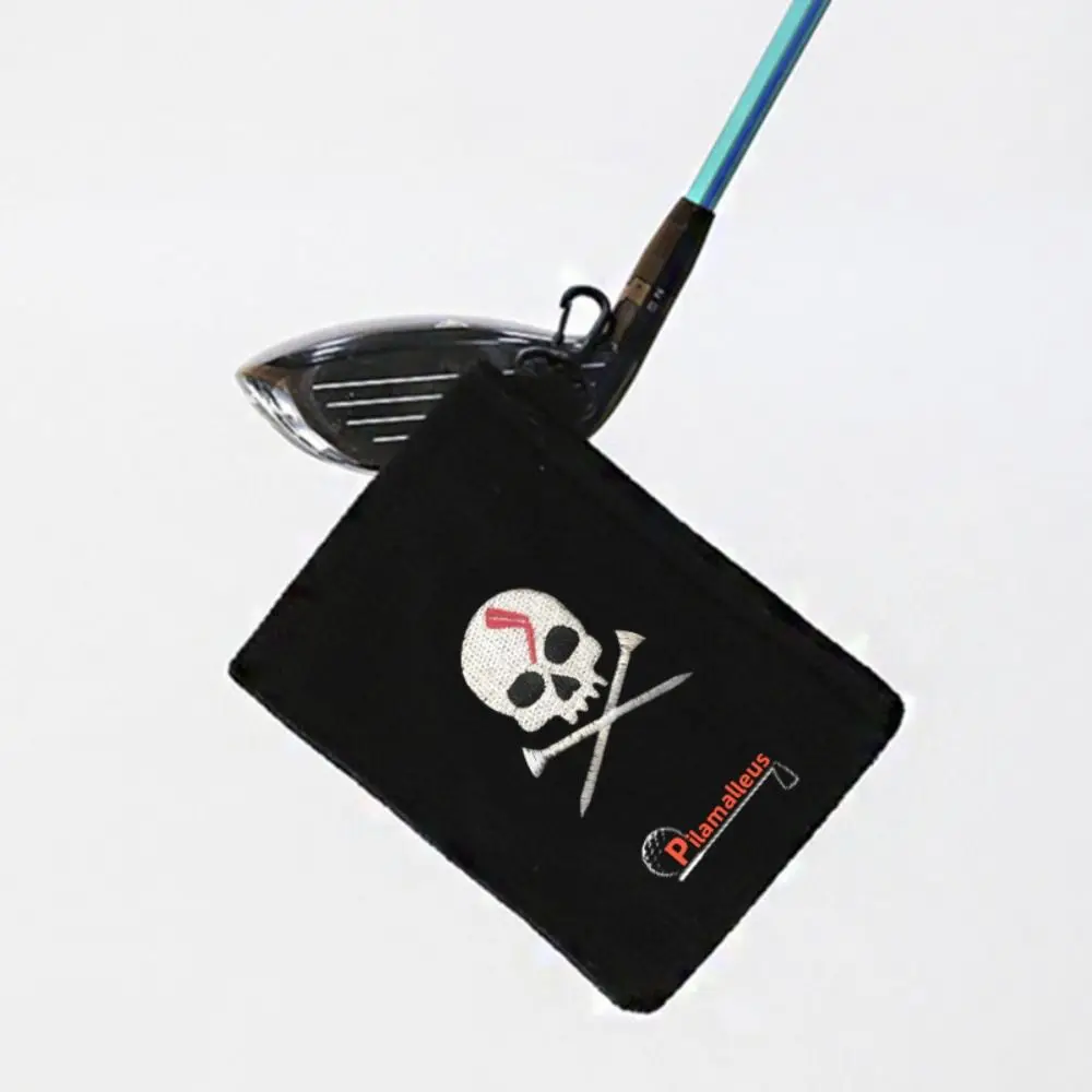 with Carabiner Magnetic Golf Towel 15x10.5cm Strong Magnet Golf Club Wiping Cloth Skull Pattern Minimalist Design