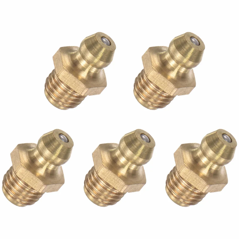 5Pcs Brass Straight Hydraulic Grease Fitting Tool M8 X 1mm Thread 16 Mm Height Grease Nipple Machine Tool Supplies