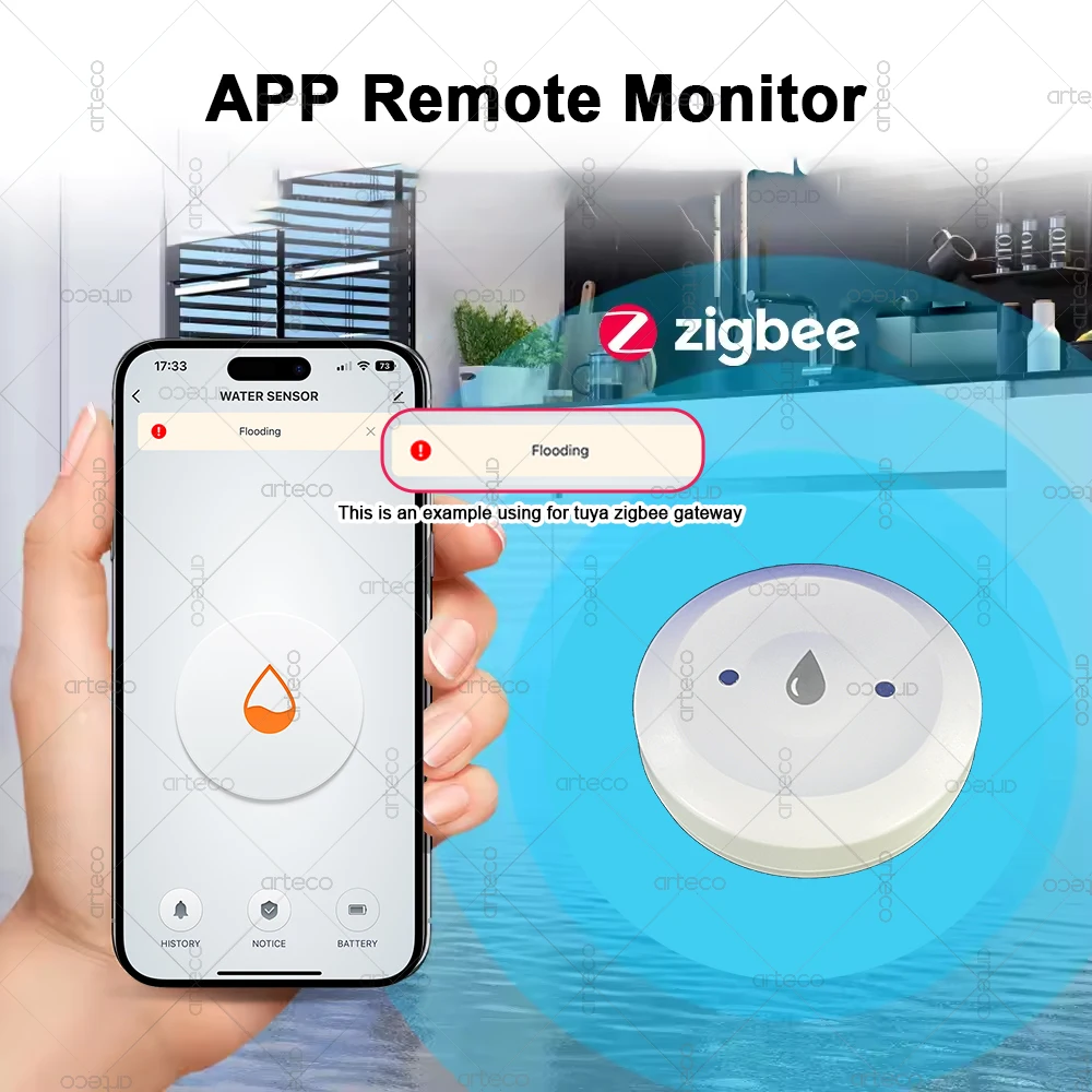 Умный датчик воды Zigbee, детектор утечки воды, приложение, удаленный мониторинг, нужен шлюз, поддержка домашнего помощника Zigbee2mqtt