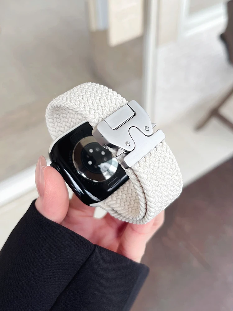 Braided Solo Loop For Apple Watch Ultra 2 band 49mm 44mm 45mm 46mm 40mm 41mm 42mm Bracelet iWatch Series 10 9 SE 8 7 6 5 4 Strap