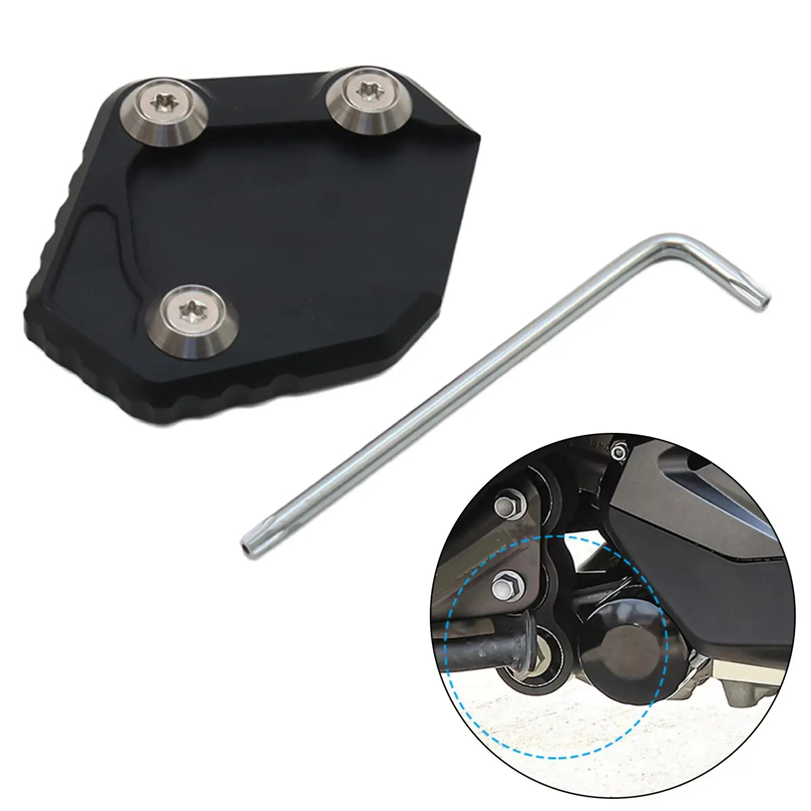 Side Stand Pad Motorcycle Kickstand Extender Portable Aluminum Alloy Kick Stand Coaster Dirt Bike Sturdy Motorcycle Stand Pad