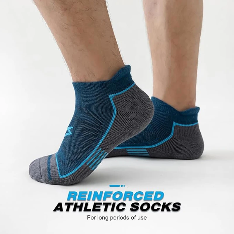 6 Pack Men's Athletic Socks Thick Cushioned Breathable Moisture Wicking for Running Hiking view 3