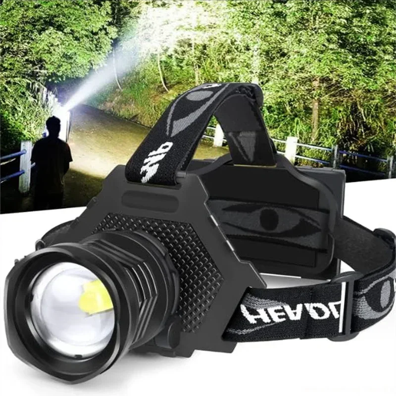 Super Powerful Long Range LED Headlamp USB Rechargeable Headlight Waterproof Zoomable Head Torch Outdoor Head Flashlight