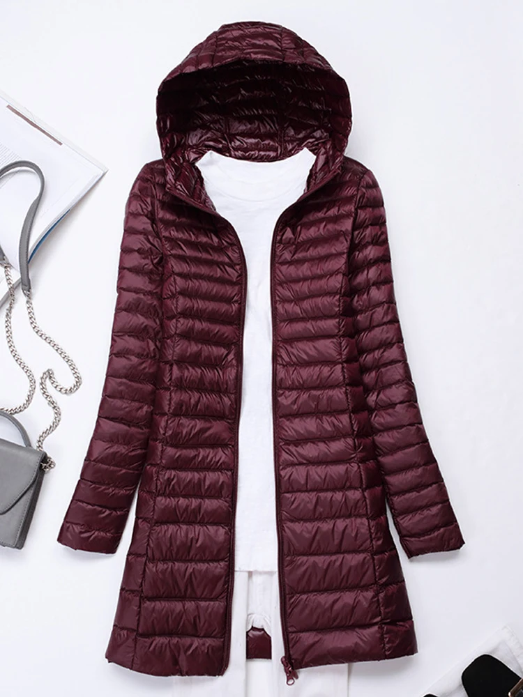 0-10℃ Korean Style Women Ultralight Down Jackets Autumn Winter Hooded Slim Feather Coats Female Puffer Parkas Ladies Overcoat