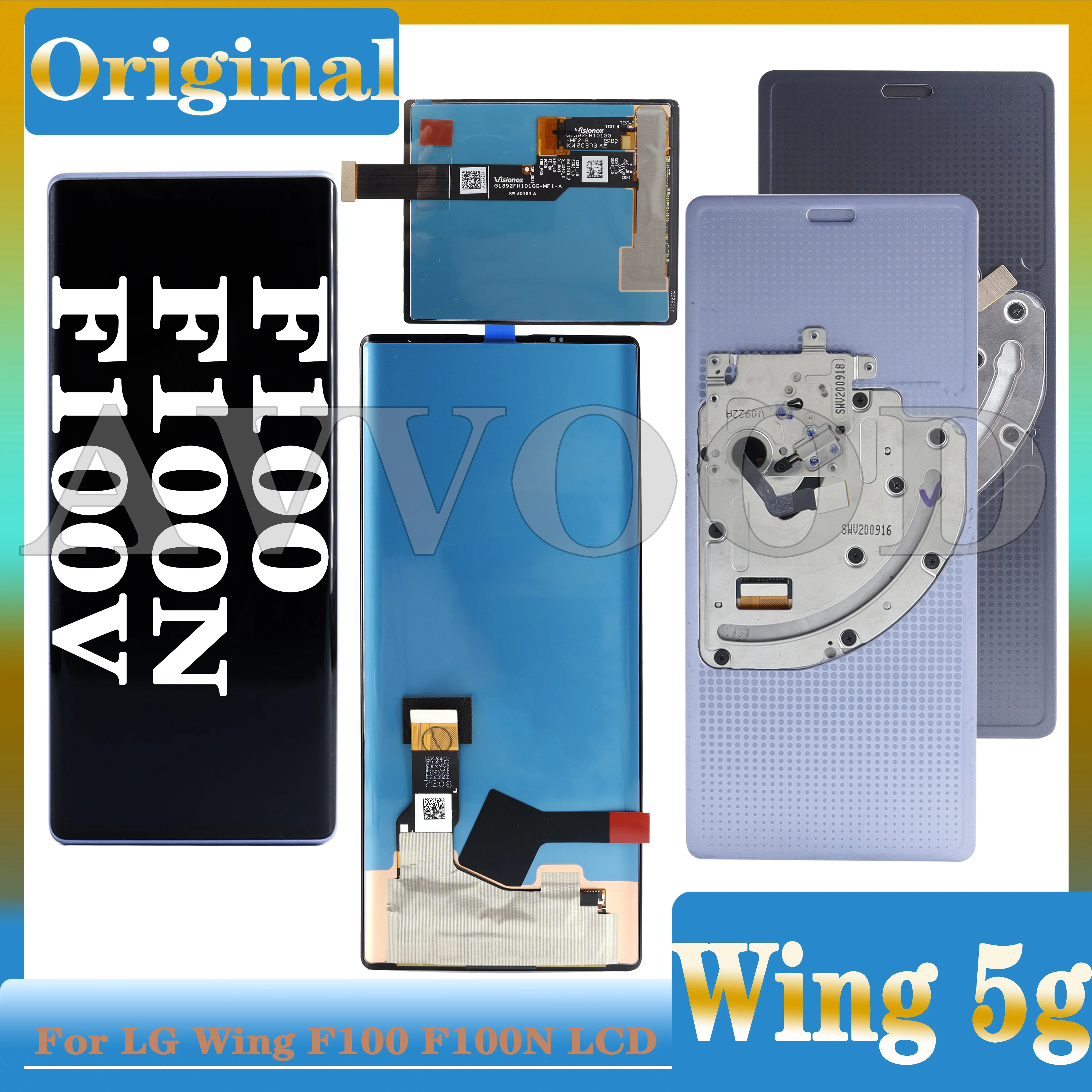 Original For LG Wing 5G Display LM-F100 LMF100N LCD Touch Screen Digitizer Assembly With Frame Replacement Repair Parts 6.8’‘