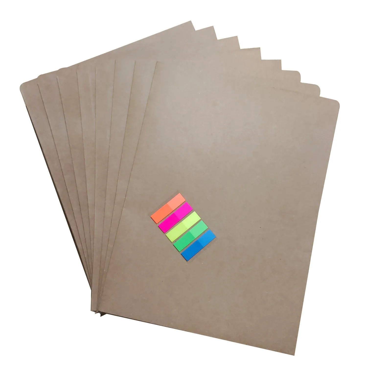 مجلد Makeasy Manilla لون كرافت مغلف مزدوج يعزز ورق الكرافت مع ملصقات علامة تبويب ملونة مقاس A4/قانوني/حرف - 25 عبوة