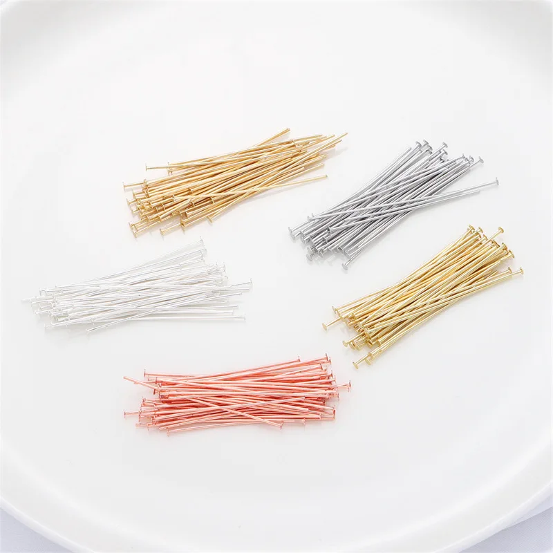 50 قطعة/الحزمة 925 فضة شقة رئيس دبابيس للحرفية القرط سوار قلادة قلادة DIY بها بنفسك صنع المجوهرات بالجملة #4