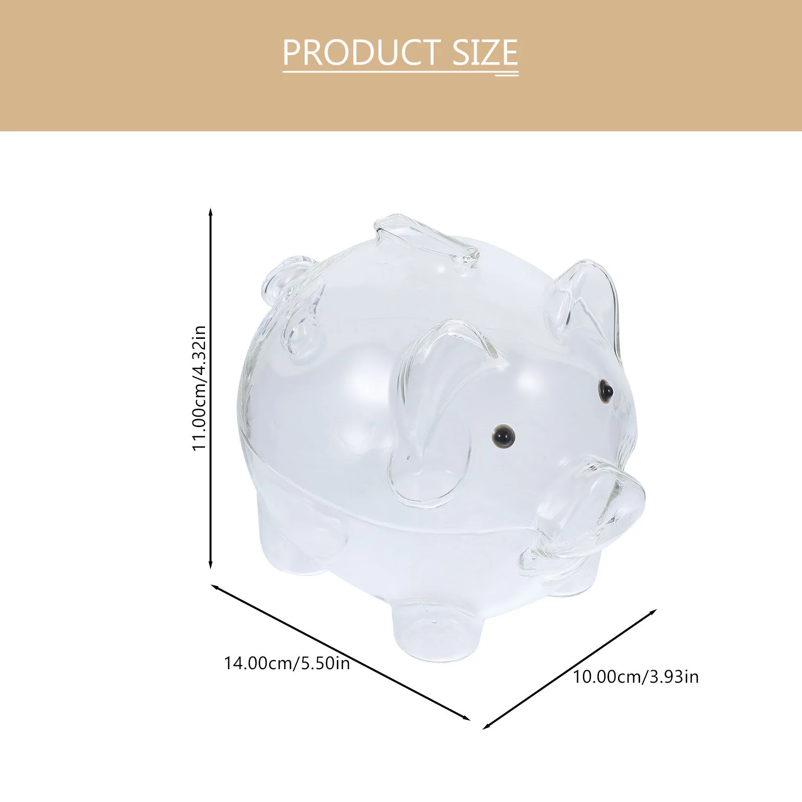 Szklana skarbonka dla dorosłych i dzieci, przezroczysta skarbonka w kształcie świnki, łatwa w czyszczeniu, pojemnik na pieniądze do dekoracji domu, biura, prezent.