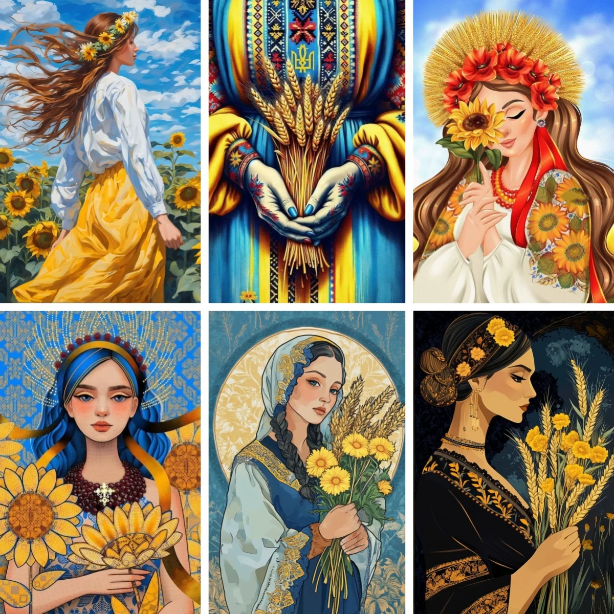 

New DIY Diamond Painting Ukrainian Girl Traditional Slavic Woman Wheat Field Embroidery Diamant Full Drill Rhinestone Mosaic