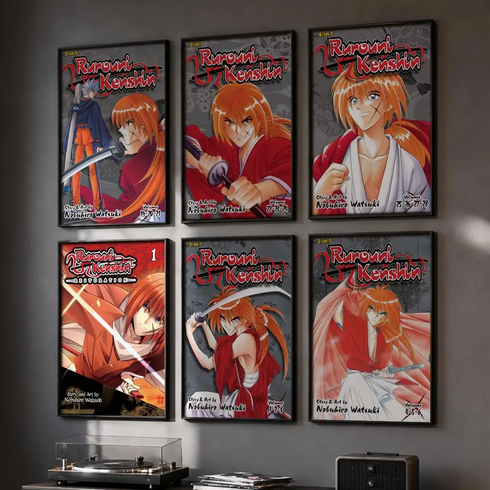Rurouni K-Kenshin Anime Poster HD Home Wall Stickers House Hallway Living Room Bedroom Bar Office Decor Art Prints