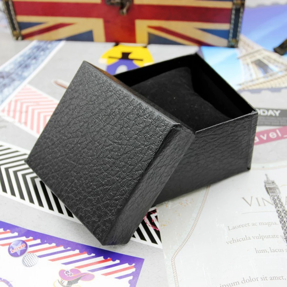 Imitation Leather Watch Box Lychee Pattern Watch Bracelet Case Jewellry Accessories Black Storage Organizer Gift Wrap Packaging