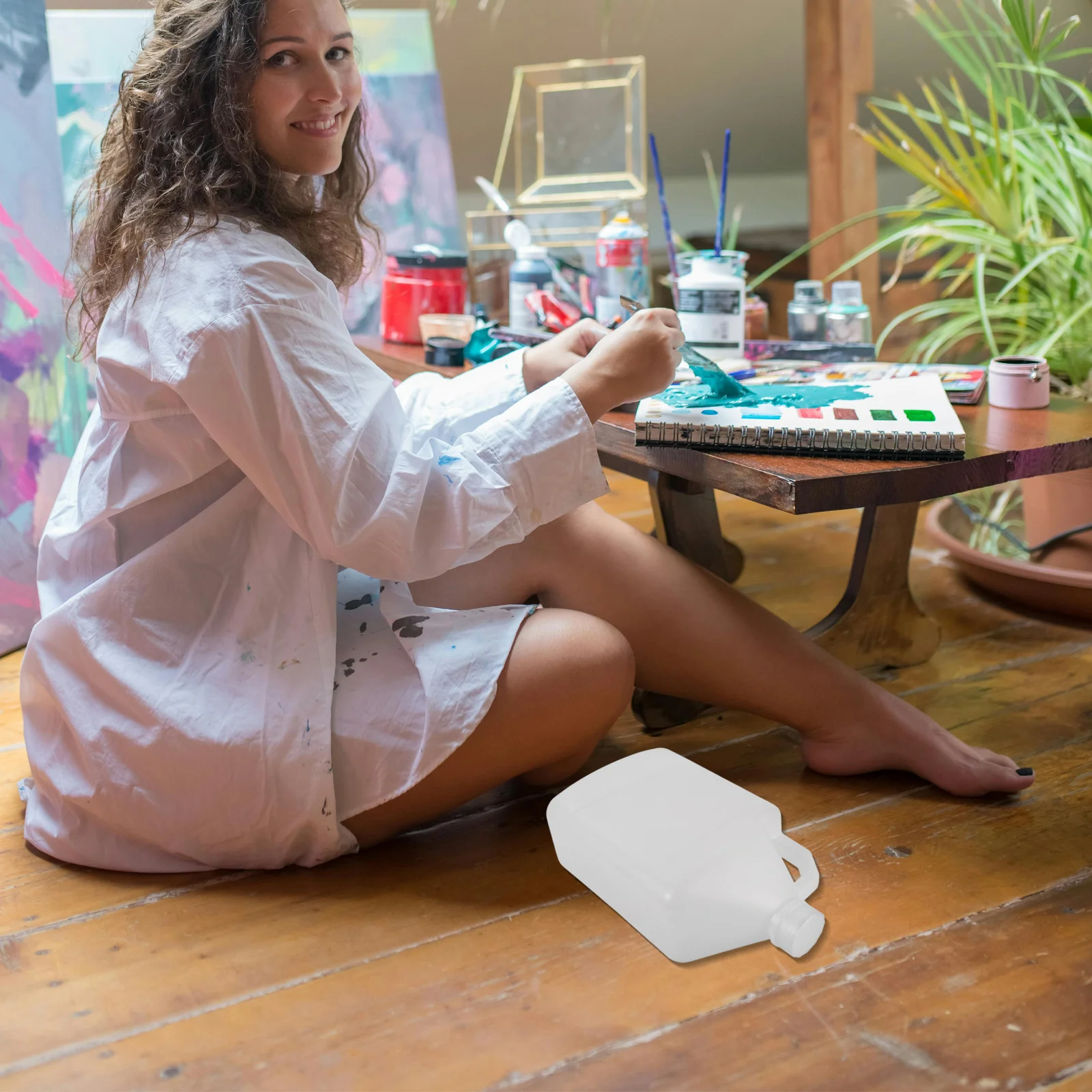 

Small Sealed Glue Storage Pail Plastic Bucket Heat Resistant Portable Side Handle Holder for Painting Liquid Storage Container