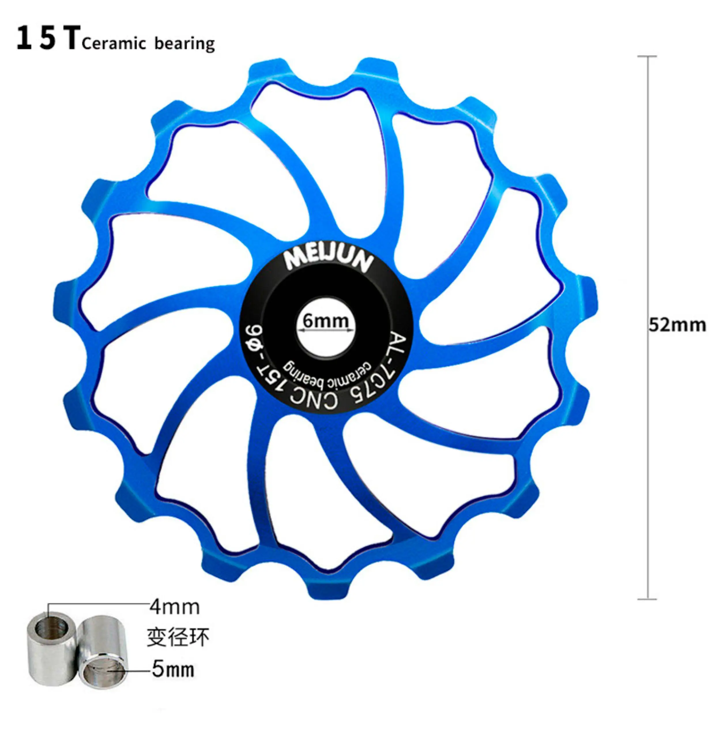 1 Stück 14T 15T 16T Rollen-Schaltwerksrolle mit Keramiklager, Schaltwerkführung für MTB und Rennrad, kompatibel mit Shimano und SRAM – Detail 2