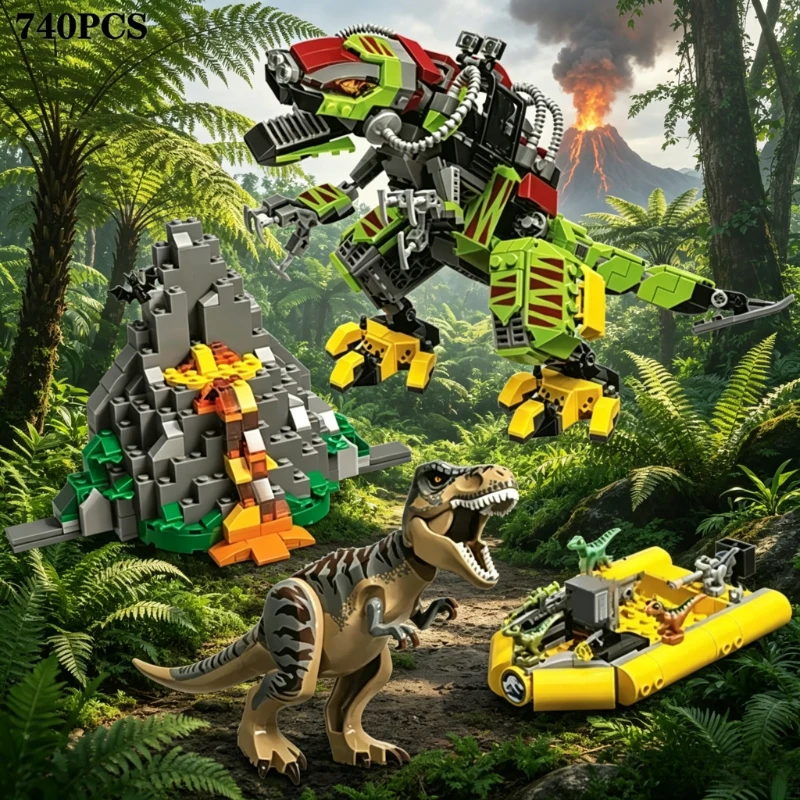 2026NEW Dinosaur World Series 75938 Tyrannosaurus Rex vs. Mecha Dinosaur Little Velociraptor Great Escape Children's Toy Gift