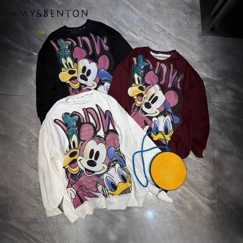 

Beautiful Short Oversized Top Hoodies Women's Fashion Letter Personalized Patch Graffiti Loose Casual Sweatshirt O-Neck Pullover