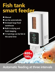 400ml Aquarium Automatische Feeder Aquarium Intelligente Timing High-capacity Fish Feeder Big Fish Feeder turtle feeding trough