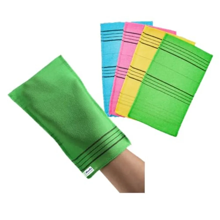 

Korean Exfoliating Mitts Large 4PCS Green Yellow Sky Blue Pink Exfoliating Gloves Body Scrubber Italy Towel Washcloth for Korea