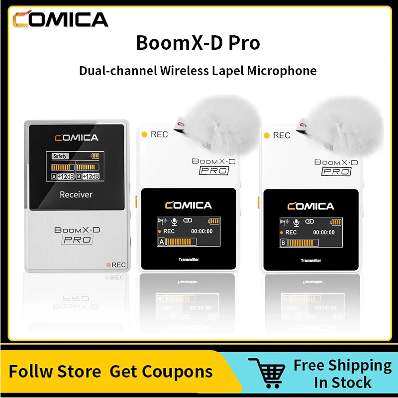 Comica Boomx-d Pro Dual-channel Wireless Lavalier Professional Microphone 2.4G For Canon Nikon Sony Fujifilm Camera Lightweight