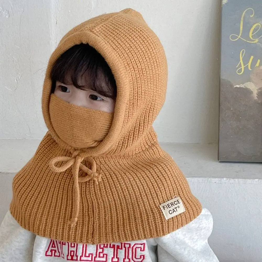 

Durable One-piece Balaclava Hat Ears Neck Warm Children Earflap Hat Knitted Cap Autumn and Winter