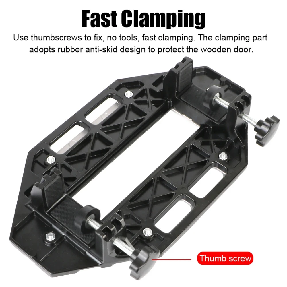 Woodworking Slotting Locator W/ Router Bit Aluminum Alloy Hinge Slot Hole Positioner Lock Guide Plate Slotting Opener Jig Holder