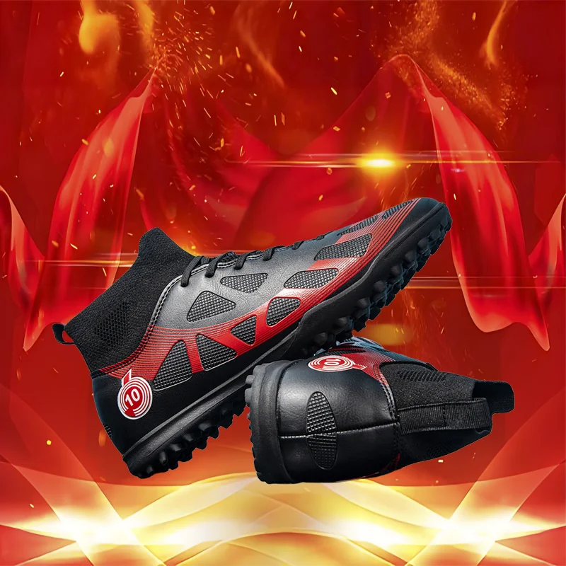 

Men's Soccer Boots Turf Hightop Outdoor Indoor Football Shoes Sneaker TF Cleat Training Athletic for Youth