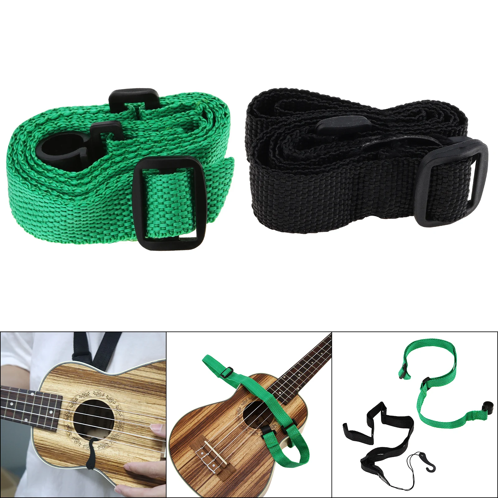 Adjustable Serviceable Weaving Nylon Cloth Length 43-83cm Ukulele Strap with Hook for All Size Ukelele