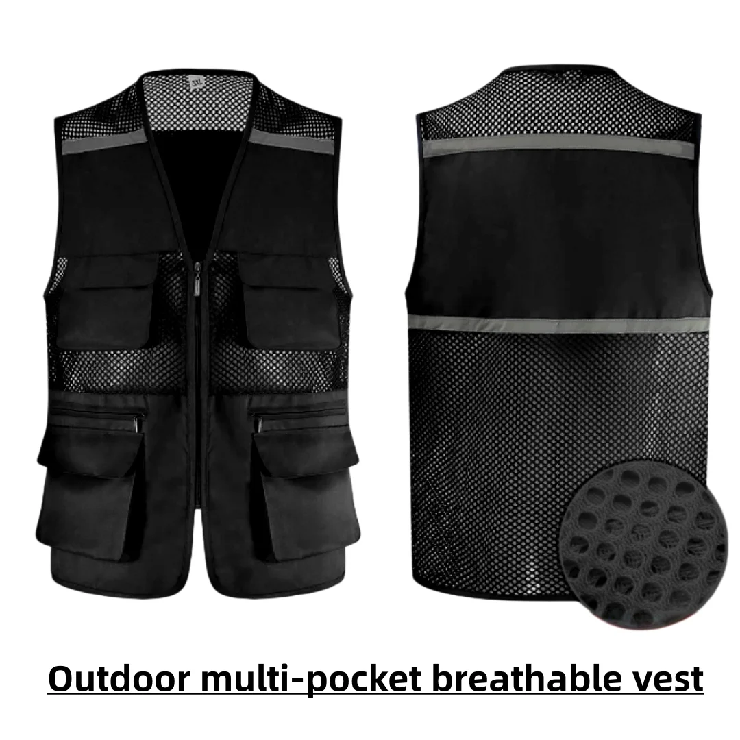 2026 Printing Logo Multi-Pocket Breathable Mesh Work Vest for Construction Sites and Outdoor Cycling Fishing Workwear VEST