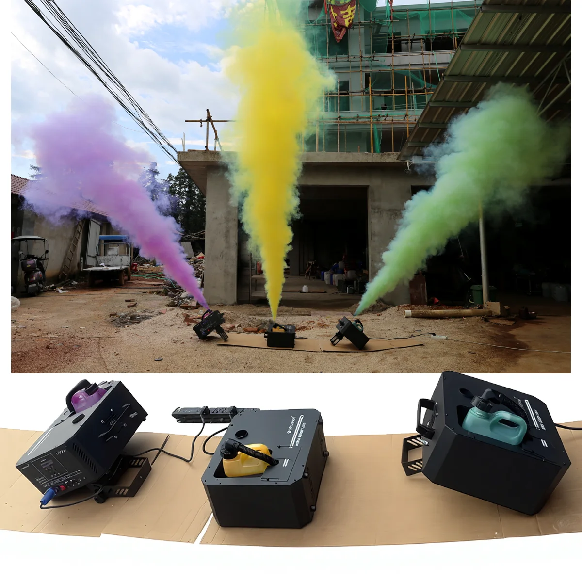 

Wedding Event FX Newest 3000W Vertical Smoke Machine with DMX Control Color Fog Smoke Jet Machine Gender Reveal Outdoor Festival
