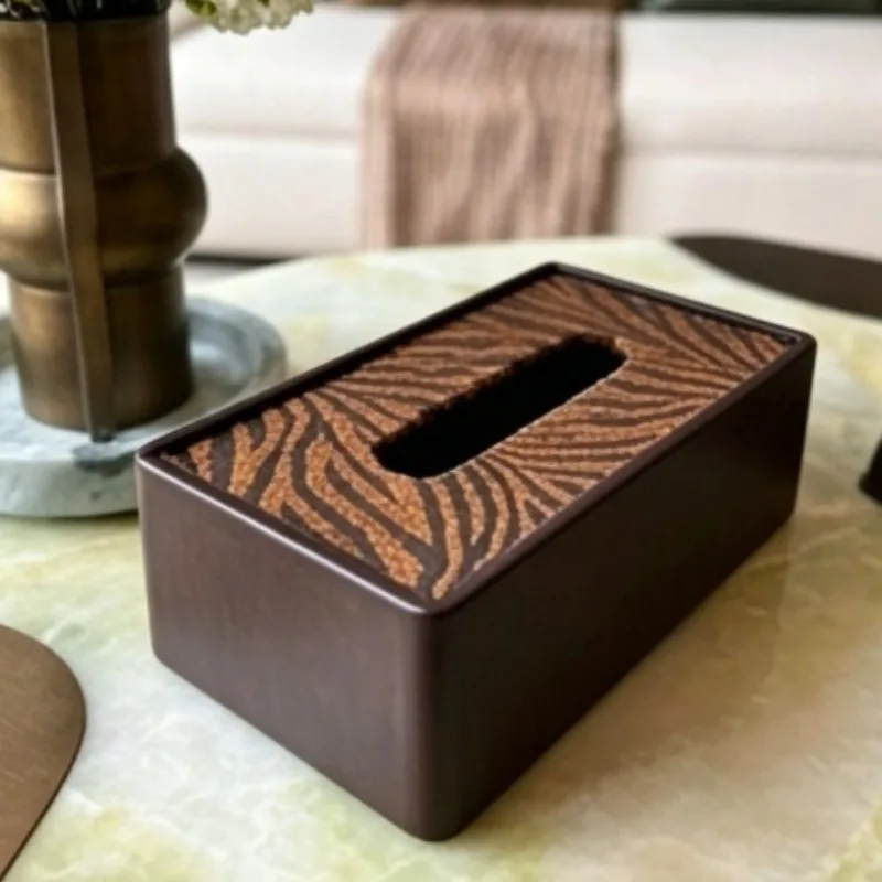 Wooden Tissue Box Vintage Rectangular Tissues Boxes Luxury Napkin Case Aesthetic Living Room Napkins Cases Table Decorations