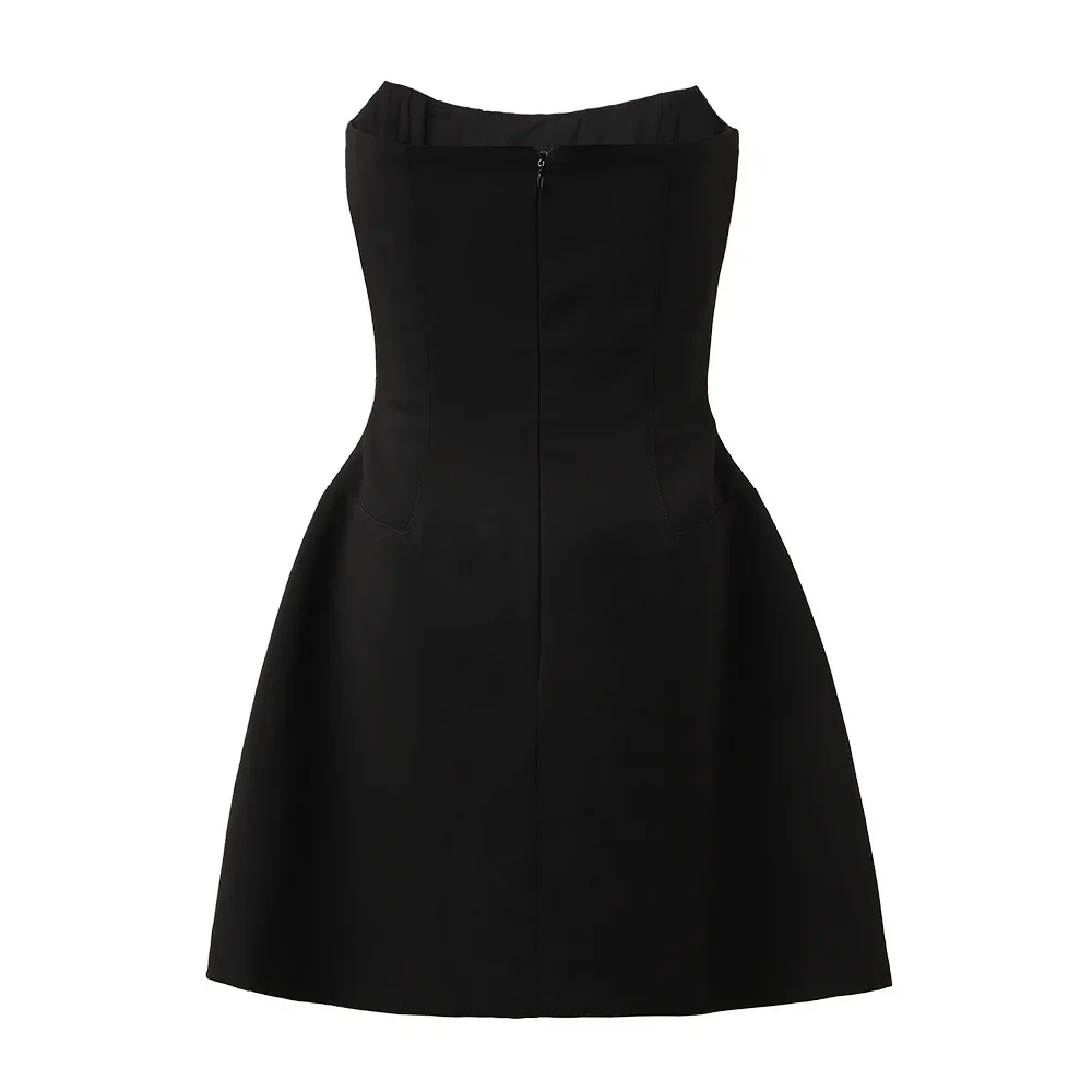 Women Mini Dress Hand-sewn High-end Hourglass-shaped Tube Top Dress Retro Short Party Dress Diamond Party Cocktail Evening Prom