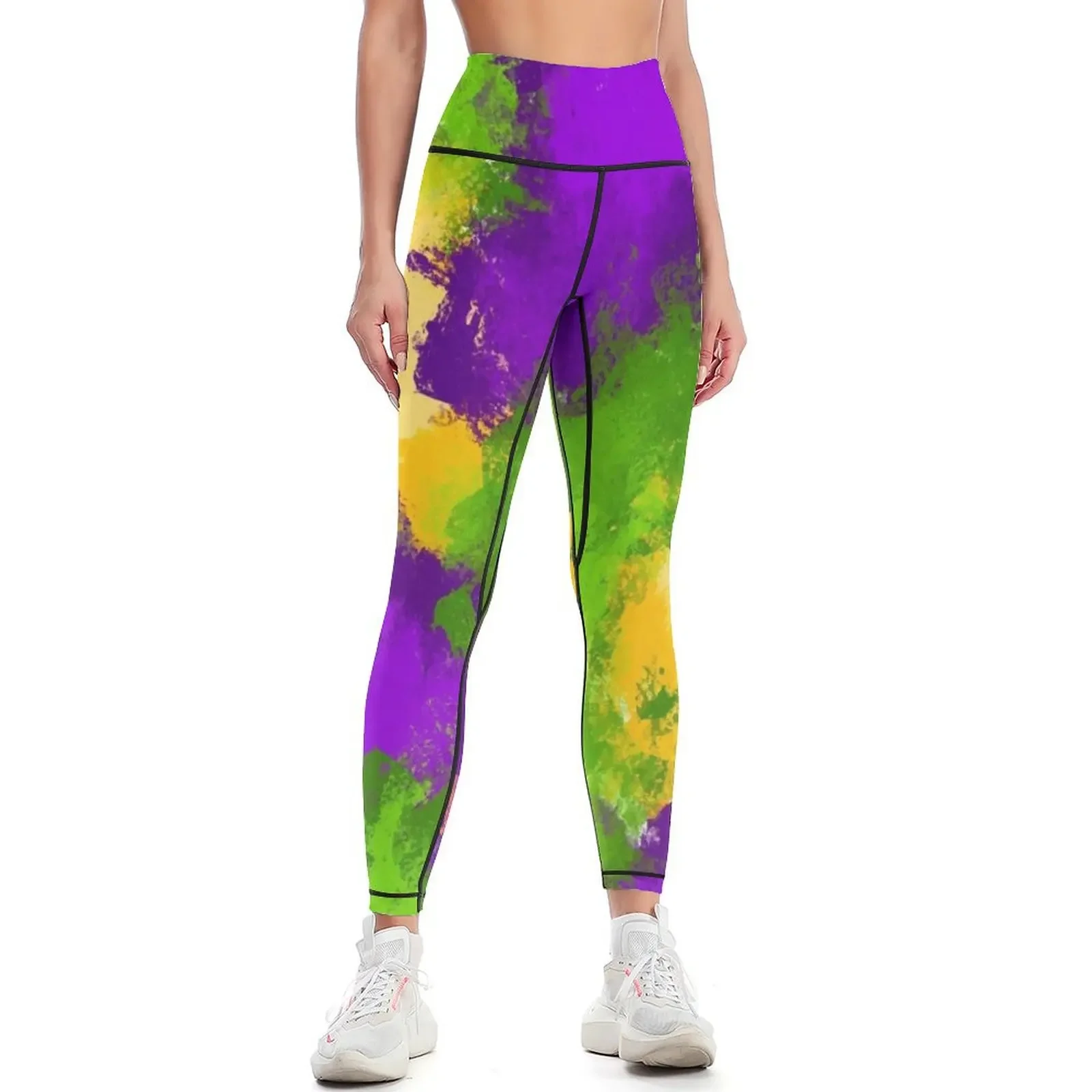

Mardi Gras Splash Leggings Women's high waist sports shirts gym harem pants gym wear Womens Leggings