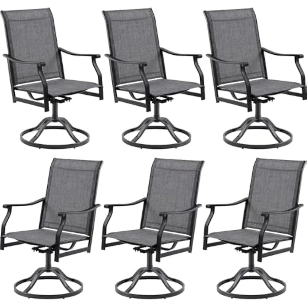 

Swivel Outdoor Dining Chairs Set of 6, Patio Swivel Dining Chair with Textilene Fabric, Outdoor Metal Armchair All Weather Resi