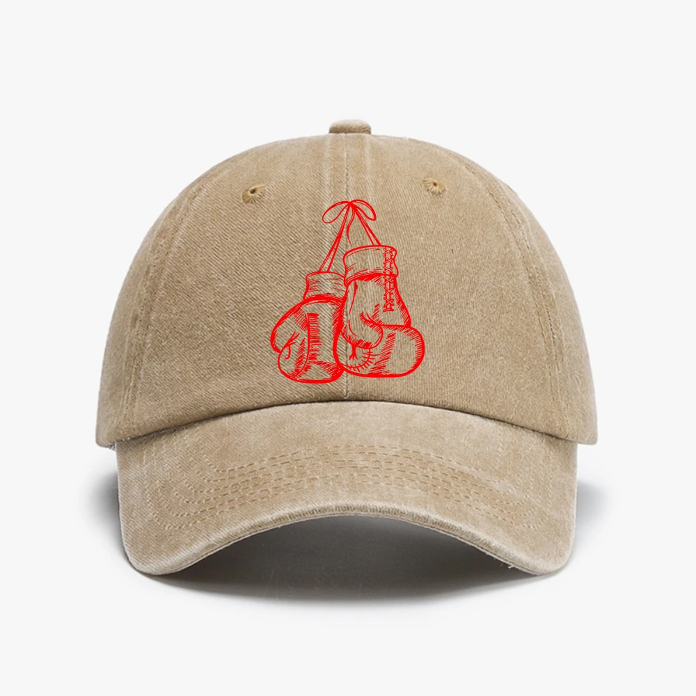 Funny Birthday Gift Retro Love Red Boxing Gloves Gifts Boxer Gift hat Men Boxing sports Washed Baseball Cap Golf cowboy hats