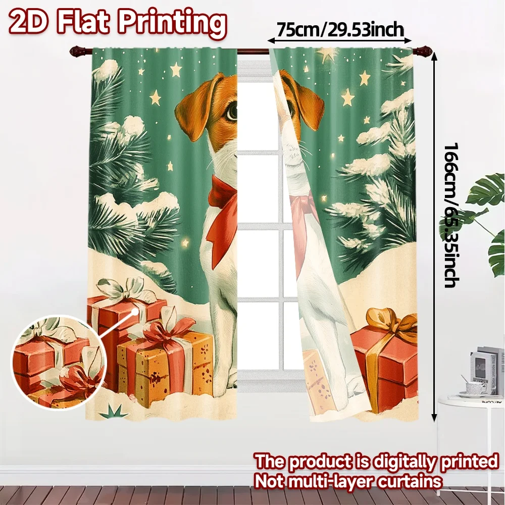 2pcs,Curtains Cute Dog Christmas Gifts (3) Chic Curtains Versatile Polyester Curtains All Seasons Decorative for Bedroom, Living