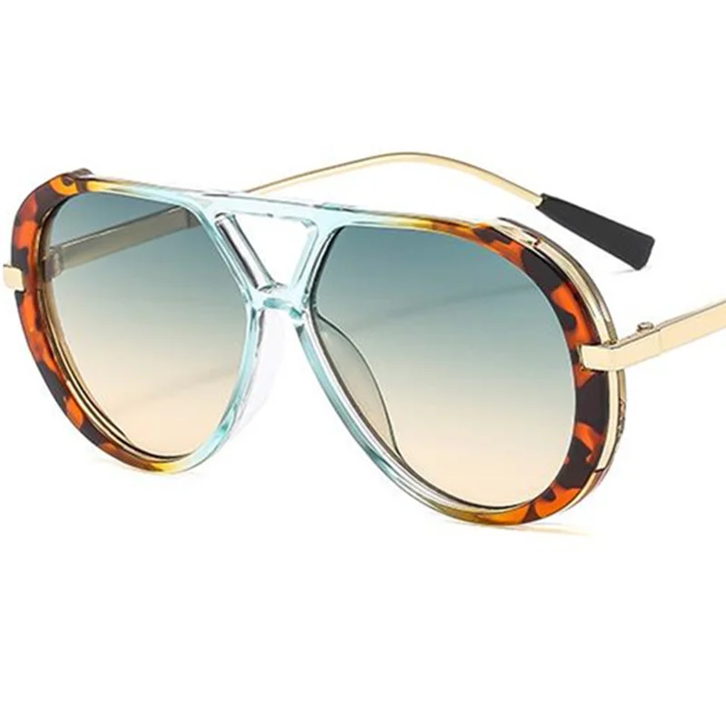 

Hip Hop Sun Glasse Oversize Frame Anti-UV Spectacles Double Beam Eyeglasses Personality Temples Ornamental Women Sunglasses