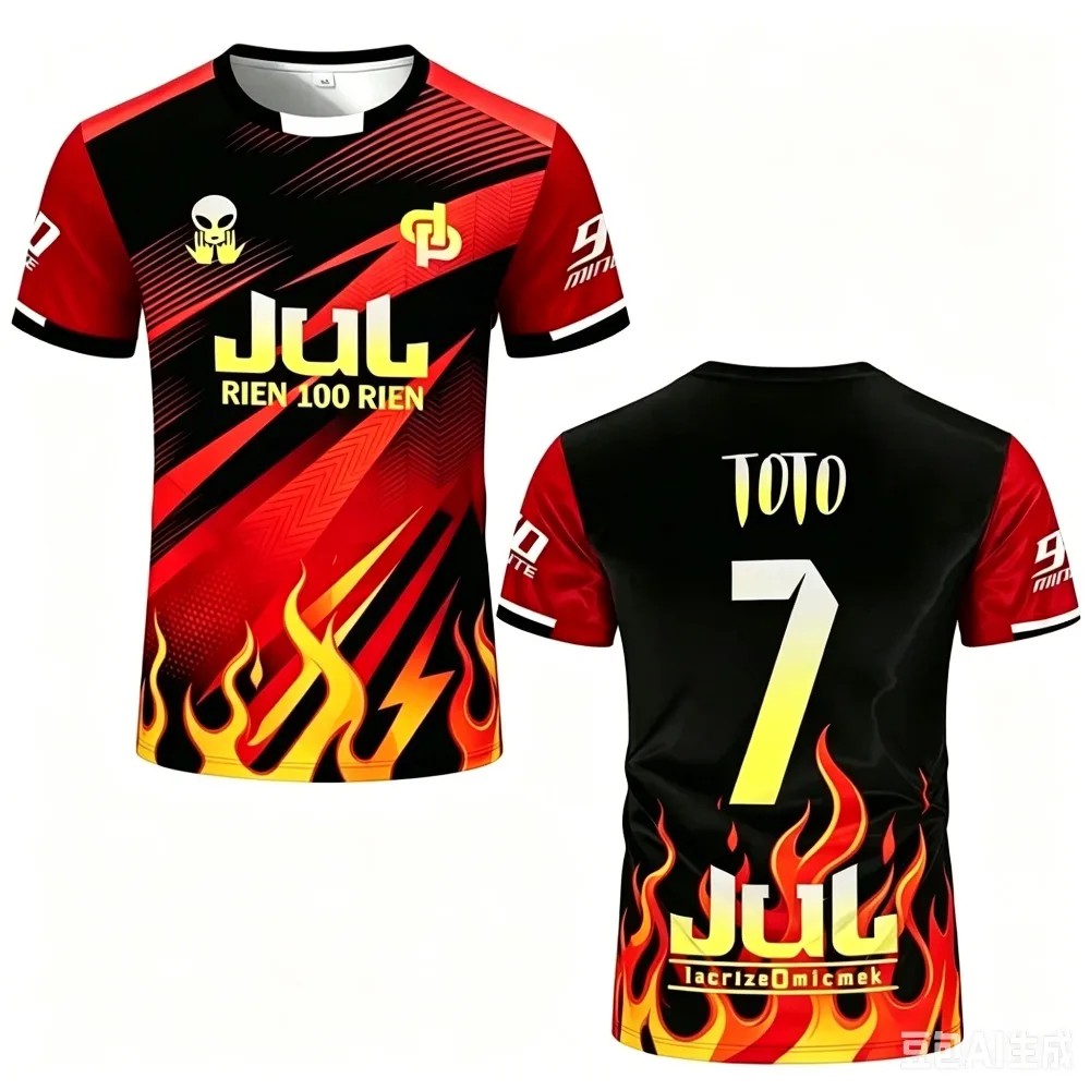 

90 minute series summer 3D printed men's football jersey T-shirt, quick drying and breathable, suitable for daily wear
