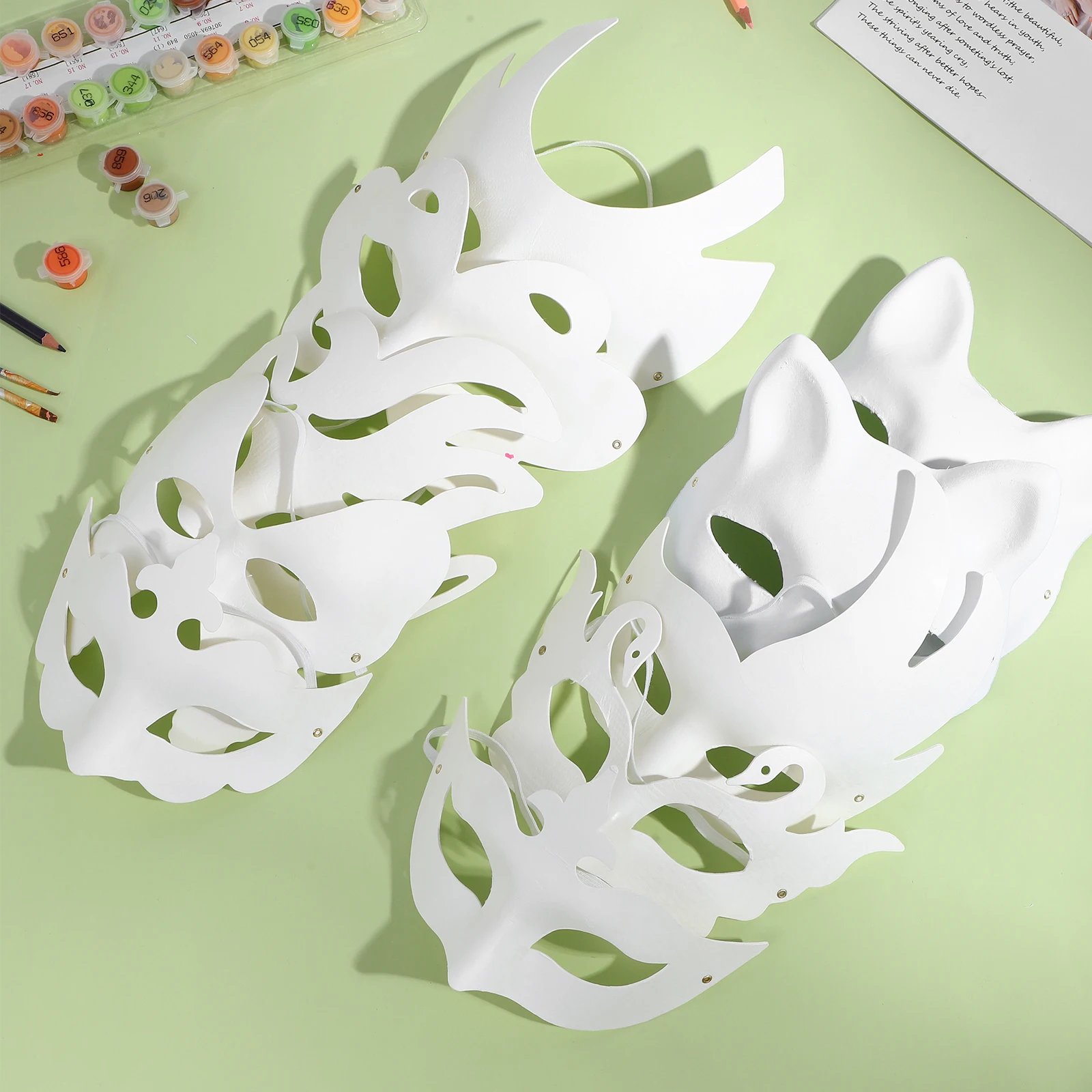 

20pcs Paper Masks Unpainted Lightweight DIY Masquerade Party Accessories Costume Props for Women Festivals Balls Cosplay
