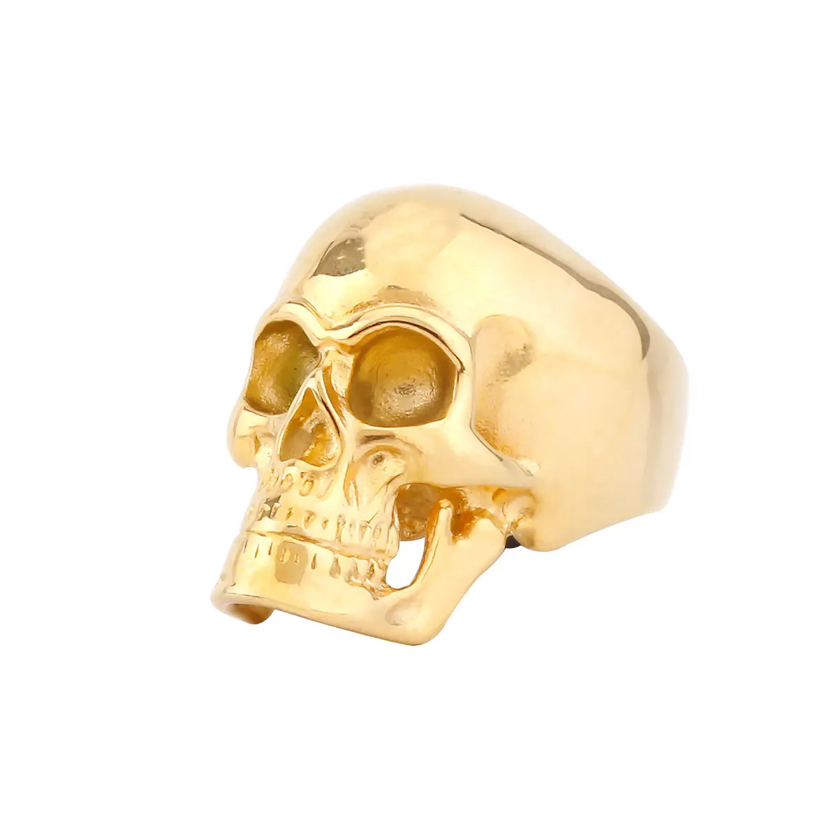 Gothic High Polish Skull Gold/Steel Color Rings for Men Stainless Steel Heavy Metal Skull Ring Punk Motorcyclist Jewelry Gifts