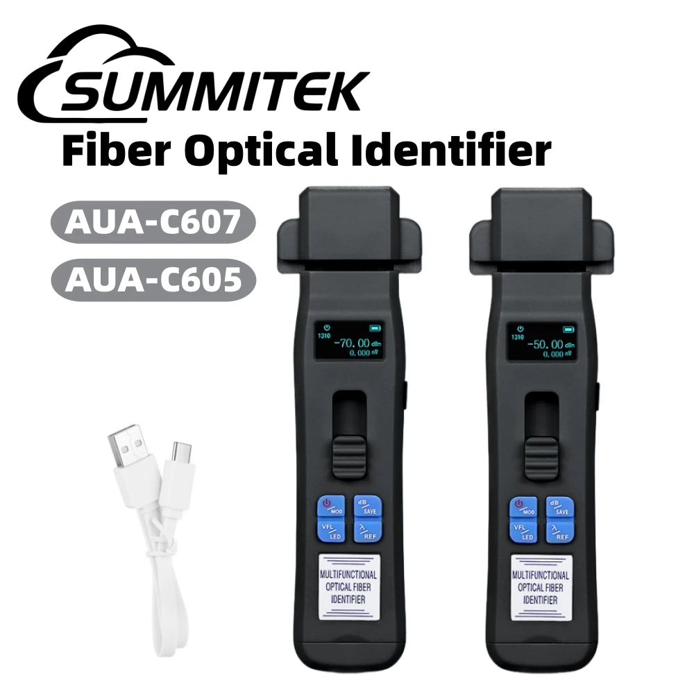 

Идентификатор оптического волокна Summitek с функцией Wave Respond 800-1700 нм, встроенный 20 км VFL и -70 ~ 10 дБм, функции OPM, инструмент FTTH