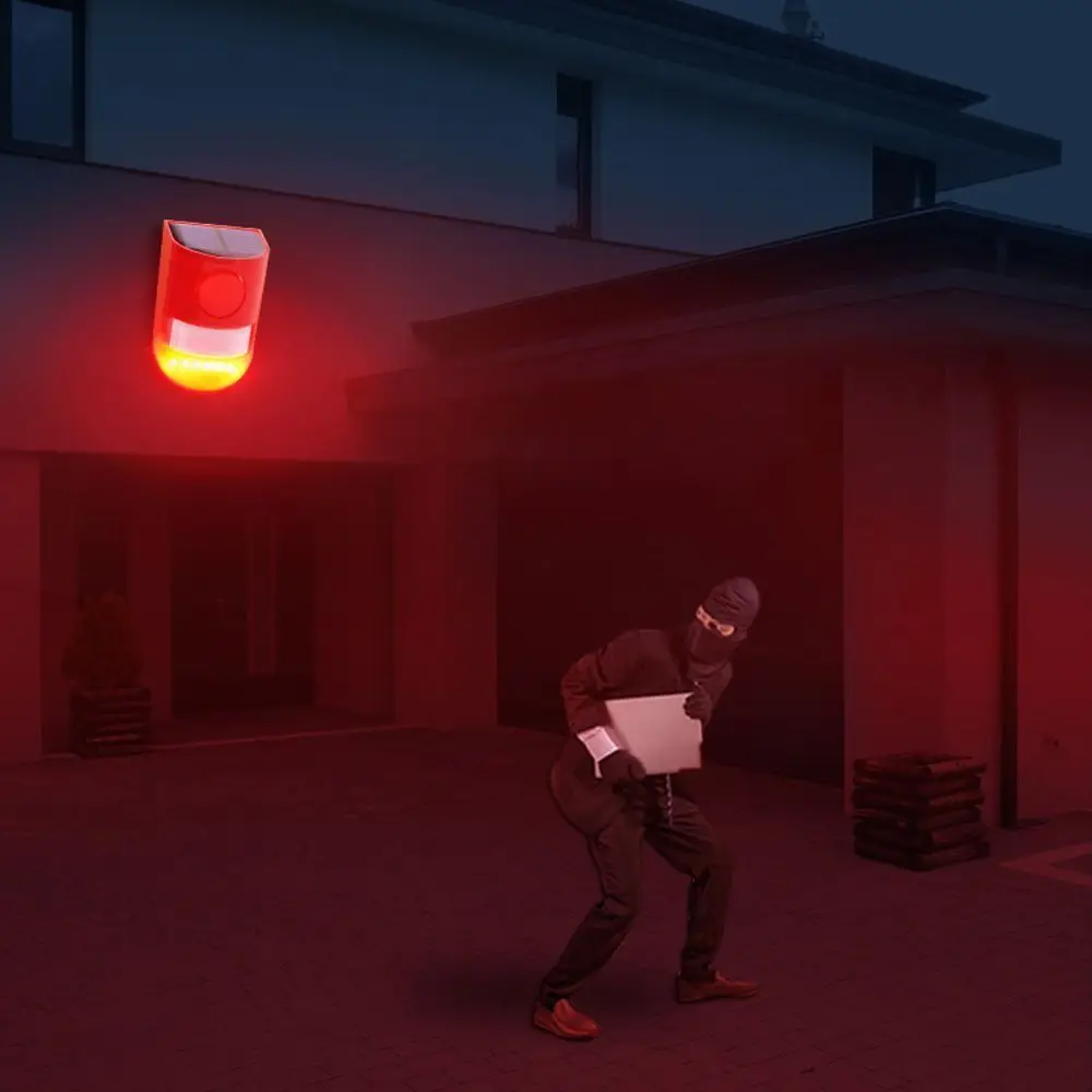 إنذار مقاوم للماء بالطاقة الشمسية متعدد الوظائف قابل لإعادة الشحن، إنذار شحن بالطاقة الشمسية، صفارة إنذار أمان رادع الحيوانات المحمولة #2