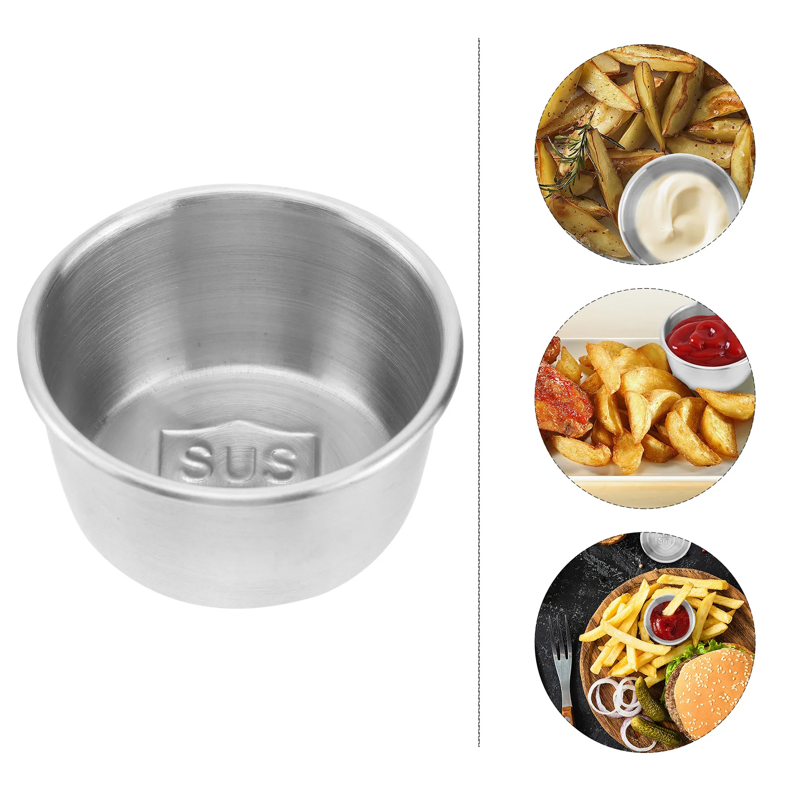 

12pcs Stainless Steel Sauce Cups Condiment Containers For Dipping Sauces Side Dish Bowl Reusable Mini Sauce