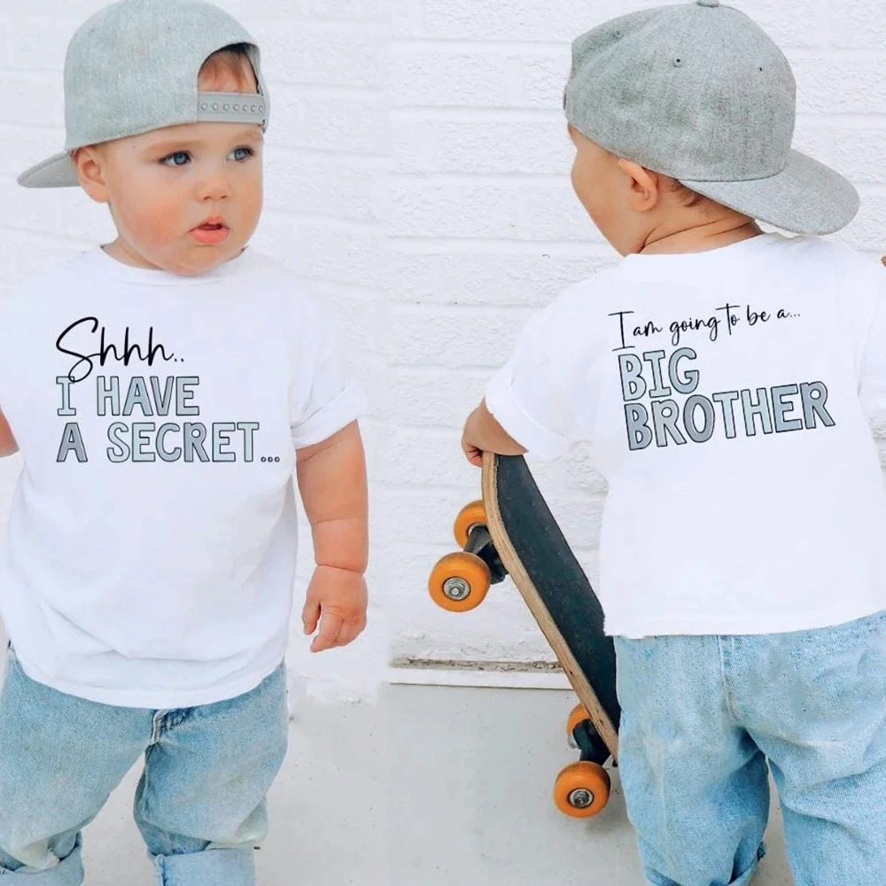 Big Brother T-Shirt I Have A Secret Promoted To Big Brother Pregnancy Announcement Gift Going To Be A Big Brother Kids Tee Tops