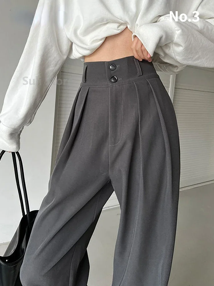 Pantalones de traje para mujer primavera y otoño 2023 nuevos pantalones de pierna ancha caídos de cintura alta pantalones de fregona de versión