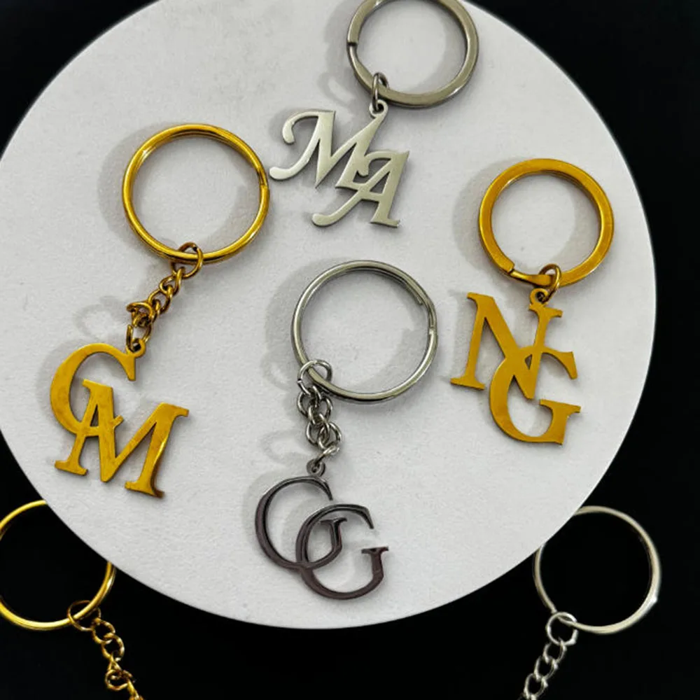 

Customized metal keychain, personalized letter keychain, customized gold keychain gift with first letter for him/her