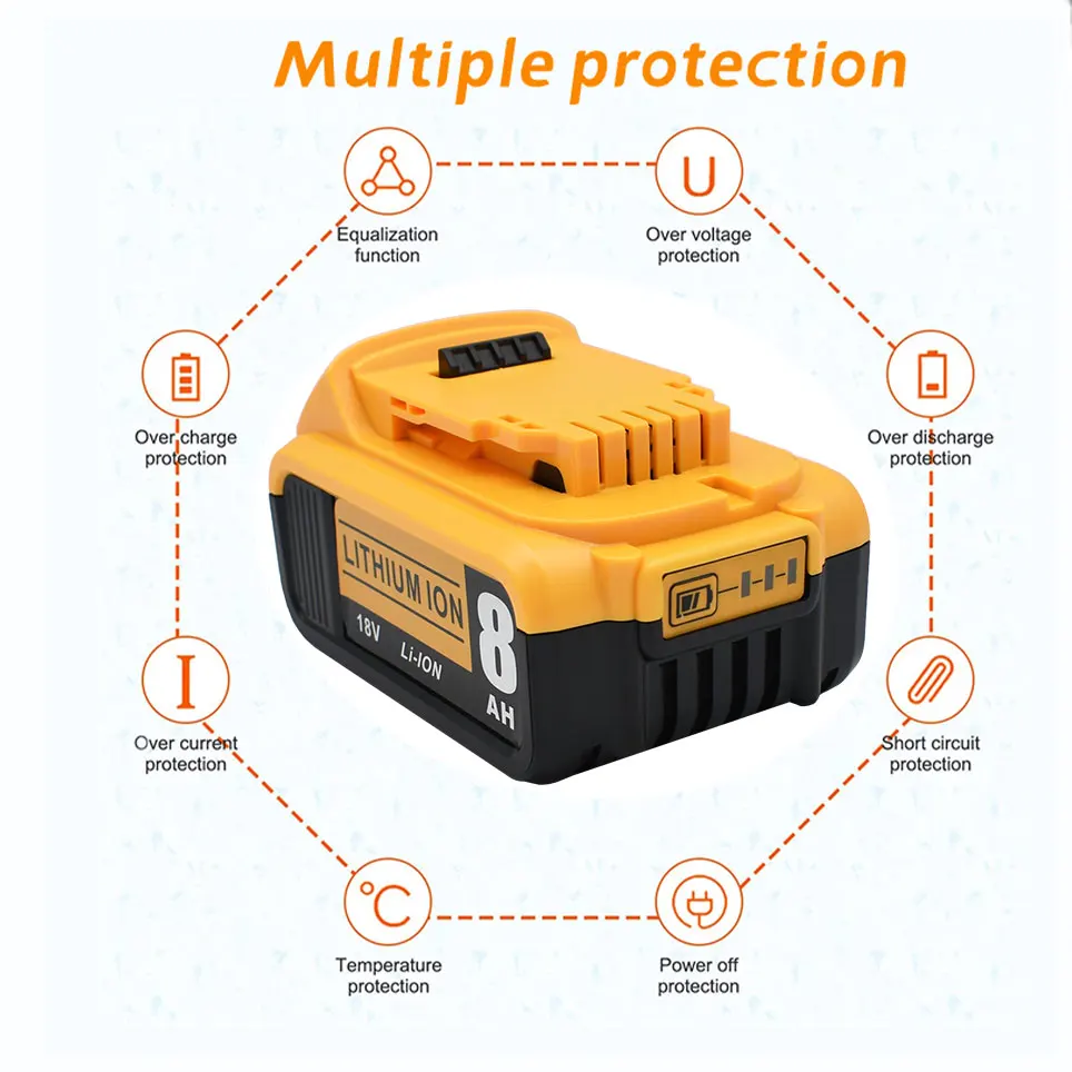 Imagem -06 - Substituição Bateria Compatível com Dcb200 8.0ah 18v Tool 21900